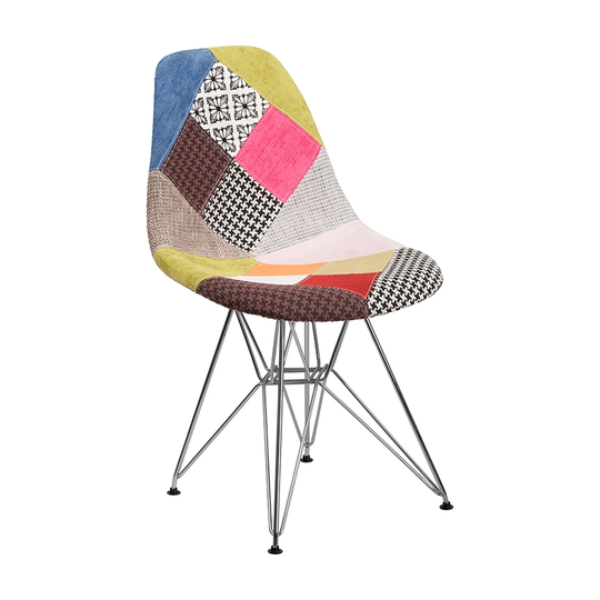 Offex Elon Series Milan Patchwork Fabric Accent Chair with Chrome Base - 18.25"Wx22.5"Dx32"H