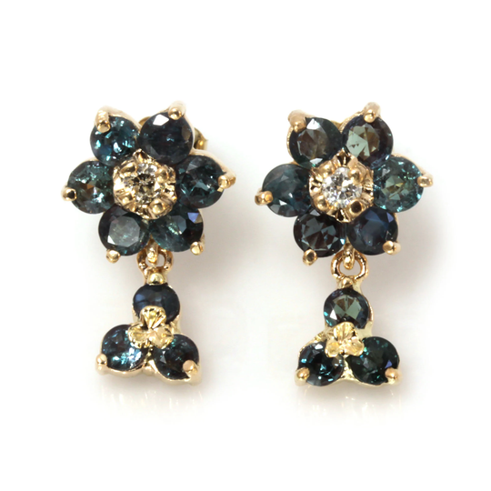 2.65 Ctw Natural Color Change Alexandrite & Diamond Flower Earrings/Solid 14K 18K Gold Dangling Cluster Studs 19mm June Birthstone