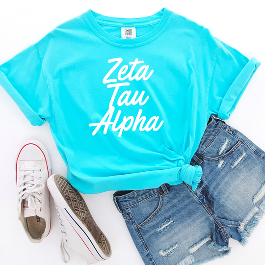 Zeta Tau Alpha Zta | Comfort Colors Short Sleeve Tee T-Shirt Greek Letters Big Little, Bid Day, Shirt, Tshirt, T-Shirt