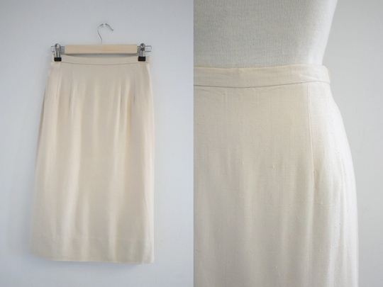 1960S Susan Thomas Beige Nubby Pencil Skirt