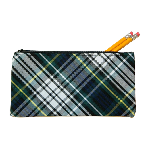 Navy, Forest, White & Yellow Plaid Pencil Case - School Uniform Plaid, Lunch Box, Backpack, Gordon, 35