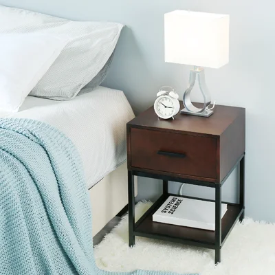 Petrolia 1 - Drawer Solid Wood Nightstand in Walnut