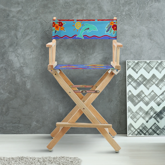 24" Director's Chair Natural Frame-Tropical Sea - 23"W x 19"D x 39.5"H