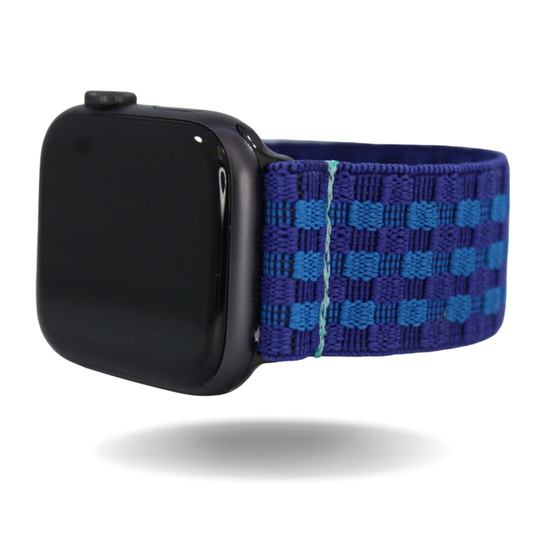 Elastic Watch Band For Apple - All Series | Models 1 8, Se, Ultra Blue Textured Square Plaid Checkered