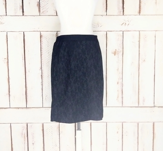 90S Black Short Lace Pencil Skirt/Knee Length Skirt/Dana Buchman/10