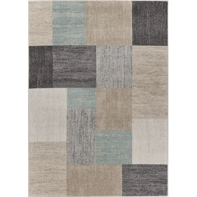 Patchwork Beige/Black Area Rug