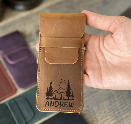 Custom Pen Case, Personalized Holder, Fathers Day Gift, Leather Pencil Pouch, Holder For Desk