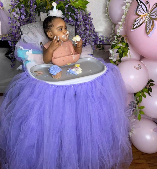 High Chair Tutu, Lavender & Gold Highchair Banner, Light Purple Girls First Birthday Smash Cake Party, Lilac Party Decor