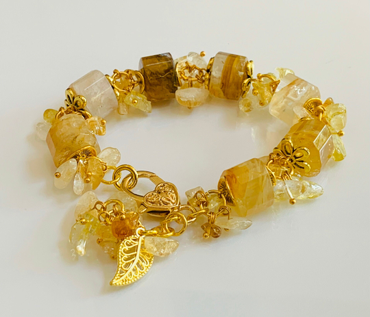 Citrine Bracelet, November Birthstone, Large Gemstones, Natural Crystal Charm Gemstones