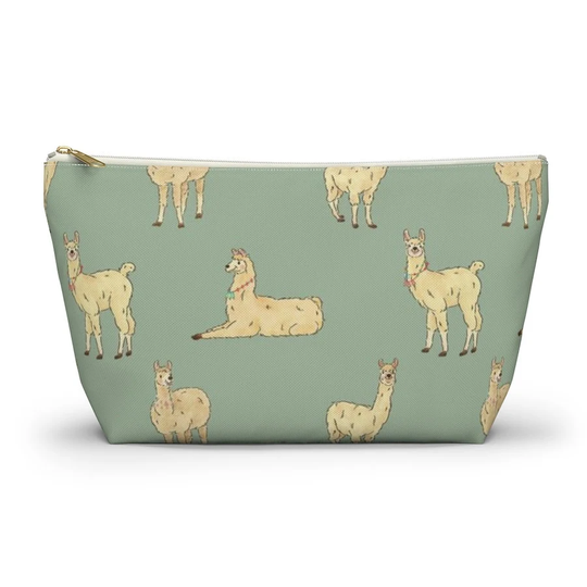 Llama Pouch, Pencil Case, Animal Custom Teacher Bridesmaid Cosmetic Bag, Zipper Makeup Accessory Pouch