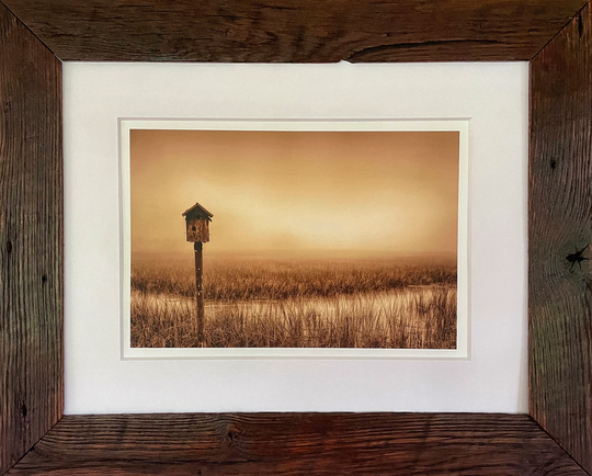 Color Photograph One Of A Kind Framed With Reclaimed Barn Wood, Low Country, Marsh, Minimalism, Landscape, Interior, Fine Art