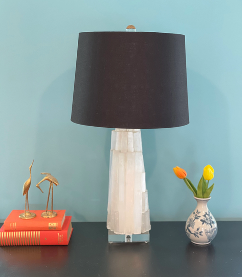 Selenite Table Lamp, Crystal Crystal Lamp, Lighting, Modern Boho Decor, Geode Lamp Base, Christmas Gift, Gypsum
