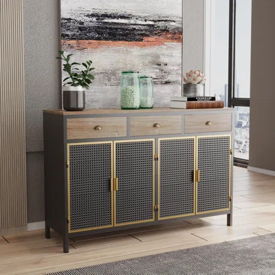 Gracelynd 47.64" Wide 3 Drawer Iron Sideboard