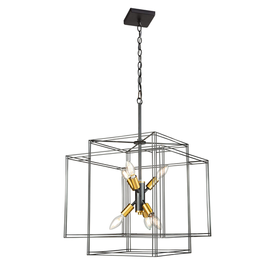 Artcraft Artisan 6-Light Pendant Light in Black and Brushed Brass