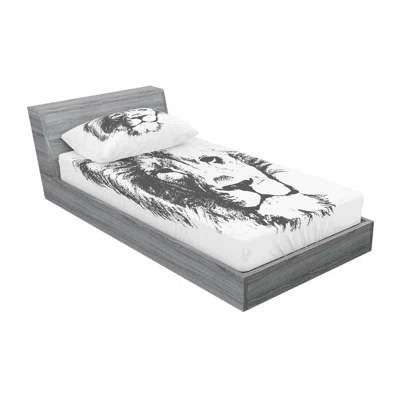 King of Jungle Pencil Drawing Handmade Majestic Lion Head Sheet Set