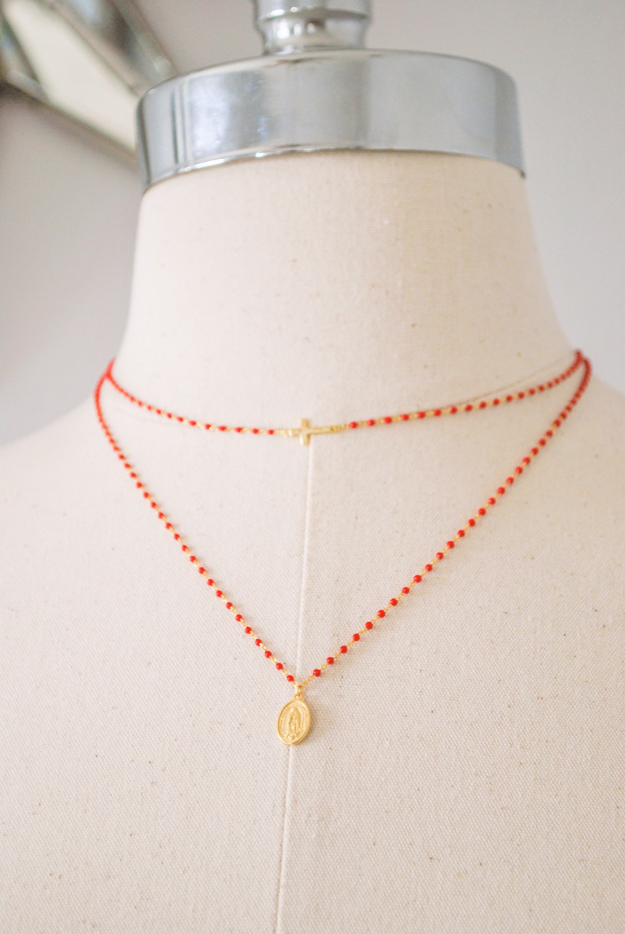 Guadalupe Necklace, Virgin Guadalupe, Beaded Necklace, Gold Filled Jewelry, Dainty Necklace, Best Friend Gift, Gift For Her