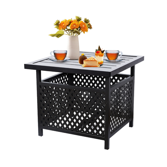 Patio Side Table with 1.57" Umbrella Hole Outdoor Metal Bistro Table