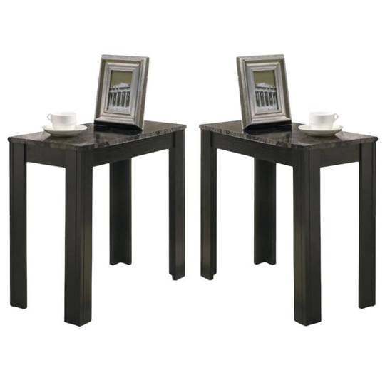 Accent End Table in Black and Gray Marble - Set of 2 - 54 x 84