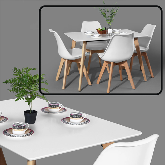 Square Metal & Wood High Gloss Dining Table 43.3 Inch
