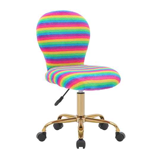Porthos Home Esme Office Chair, Colorful Plush Fabric, Gold Metal Legs