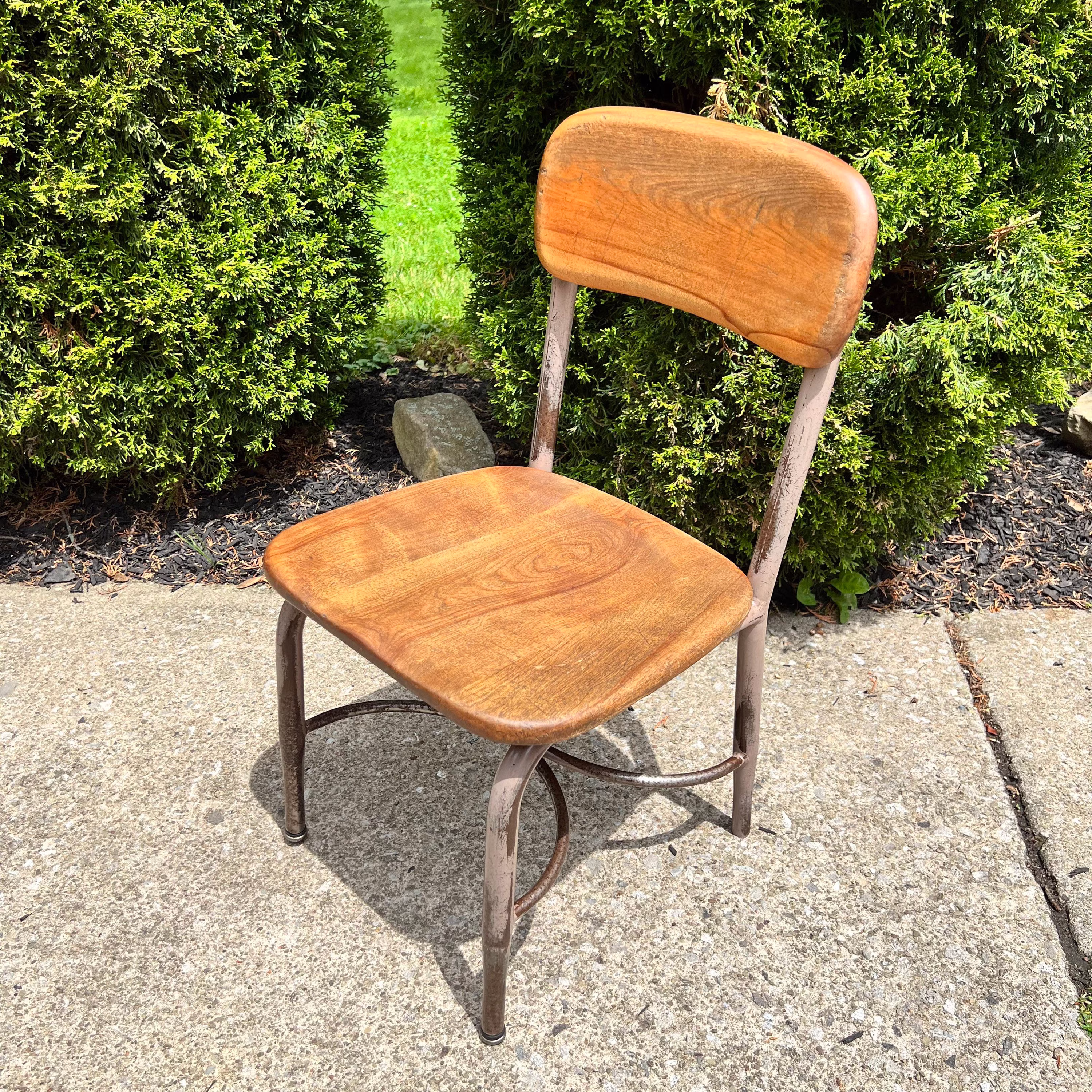 Vintage Metal & Solid Wood, School Chairs, American Made, Heywood Wakefield 14"Size