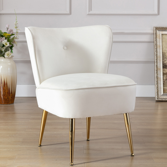 Presale Side Wingback Chair Velvet Fabric,Bedroom Leisure Chair- Ivory