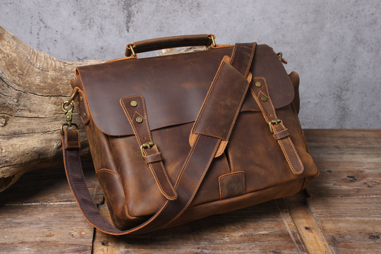 Personilized Leather Briefcase, Messenger Bag, Full Grain Satchel, Laptop Corssbody Shoulder Gift