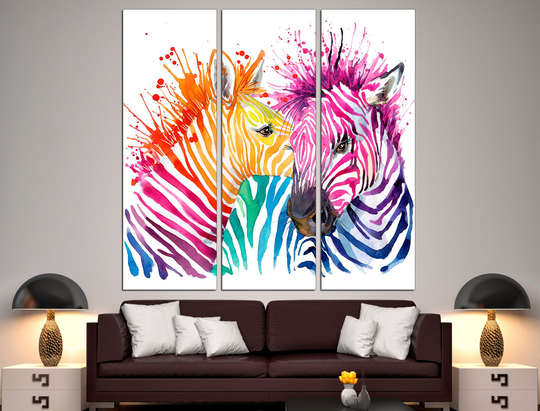 Colorful Zebra Print Extra Large Wall Art Decor Zebra Prints Safari Nursery