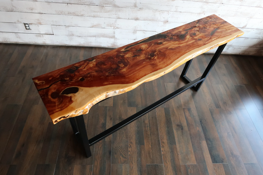 Red Cedar Glossy Epoxy Sofa Table