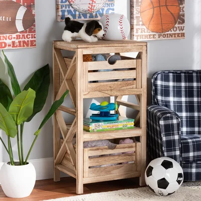 Dorlee Oaks Studio Patresa Modern And Contemporary Natural Brown Finished Wood 2-Drawer Storage Unit