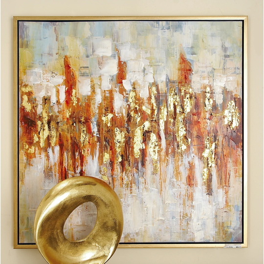 Gold Polystone Traditional Framed Wall Art Abstract 39 x 39 x 2 - Multi-color