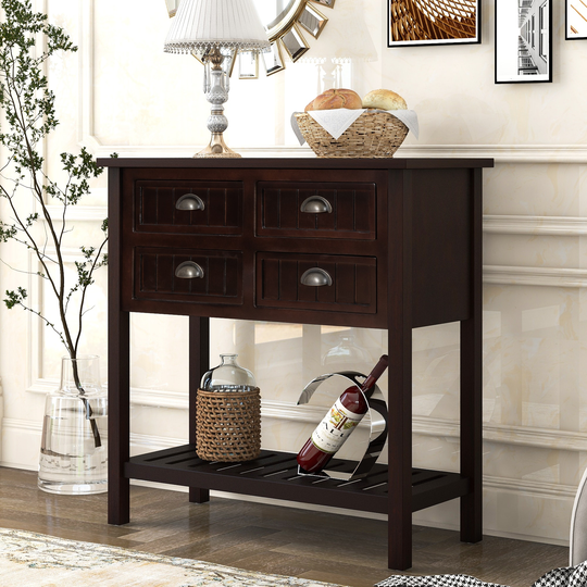 31-inch Farmhouse Style Wood Buffet Sideboard Console Table-Espresso
