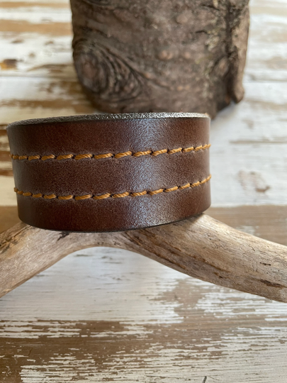 Distressed Leather Cuff-Create Your Own - Leather-Word Cuff-stitched