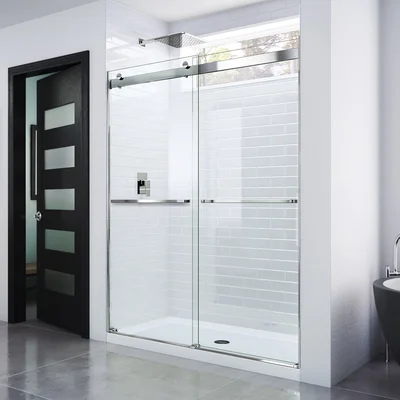 Essence 56" W x 60" W x 76" H Bypass Semi-Frameless Shower Door with Clearmax™ Technology