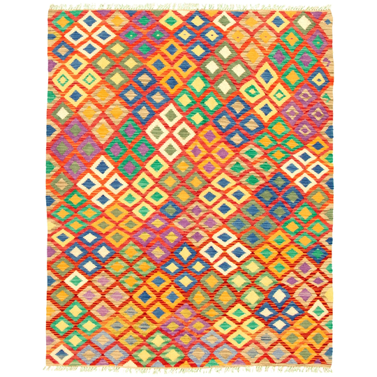 ECARPETGALLERY Flat-weave Bold and Colorful Multi Color Wool Kilim - 5'0 x 6'3