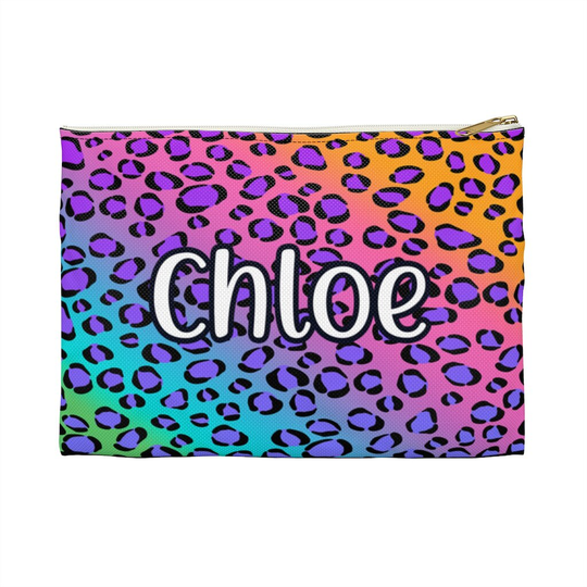 Personalized Pencil Pouch - Custom School Supplies Bag Case For Girls Leopard Print Box