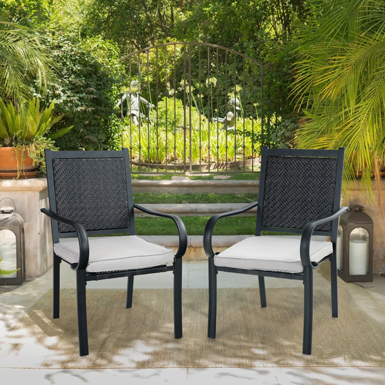 Sophia & William Patio Dining Chairs, 2 Rattan Chairs with Cushions