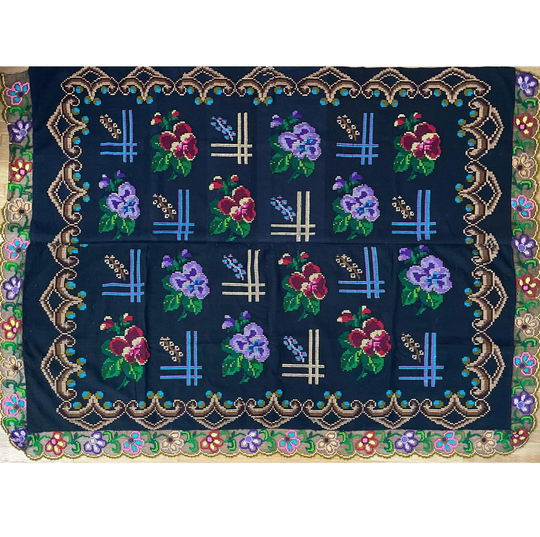 Vintage Floral Sofa Cover, Bedspread Made By Hand in Romania