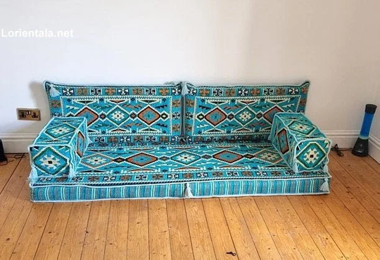 Turquoise Oriental Seating Sofa Living Room Turkish Arabic Floor Set Cushions Indoor Outdoor Moroccan Bohemian Furniture Kilim Corner