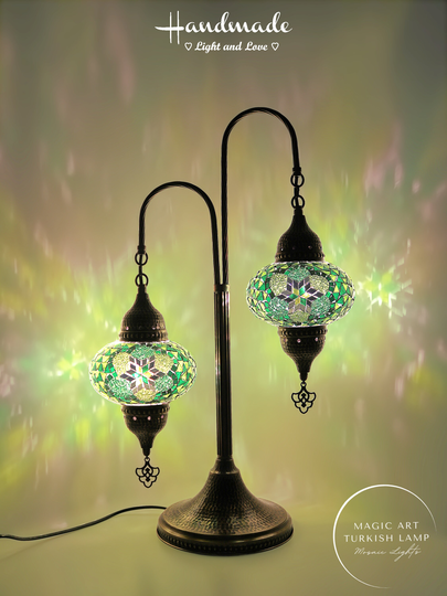 Mosaic Colorful Table Lamp, Turkish Bedside Desk Lantern Morrocan Lights