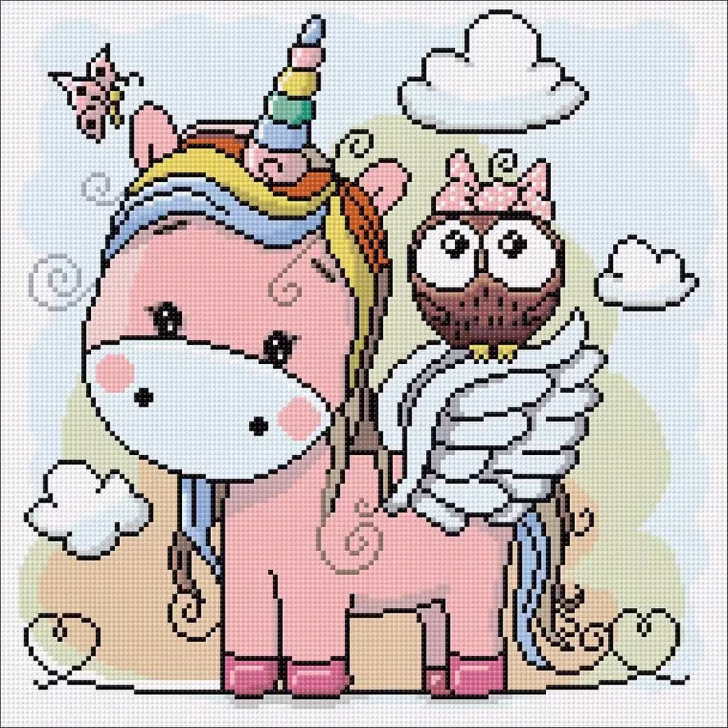 Pink Unicorn Diamond Painting Set By Wizardi. Wd2472 Art Kit. Large Kit