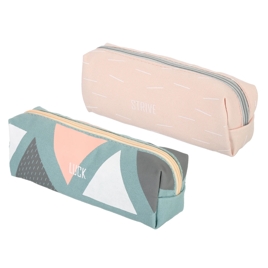 Large Capacity Pencil Case, 2 Pack Pen Pouch Bag Stationery Organizer Green Pink - Green, Pink