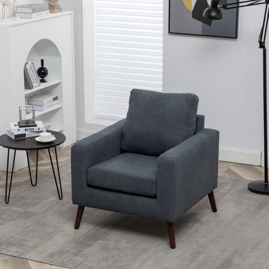 Flannel Fabric Upholstery Chair with Solid Wood Legs