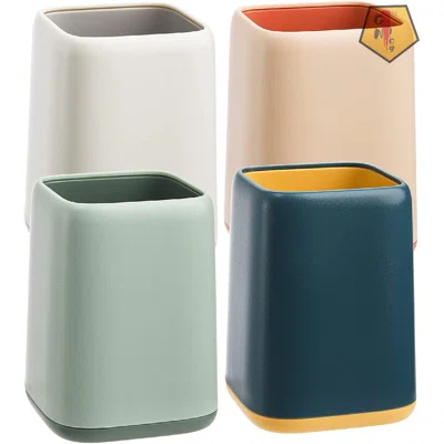 4 Pack Desk Pen Holder, Cute Two-Tone Pencil Cup, Desktop Organizer Make Up Brush Stand For Desk, Vanity Table, Office Supplies