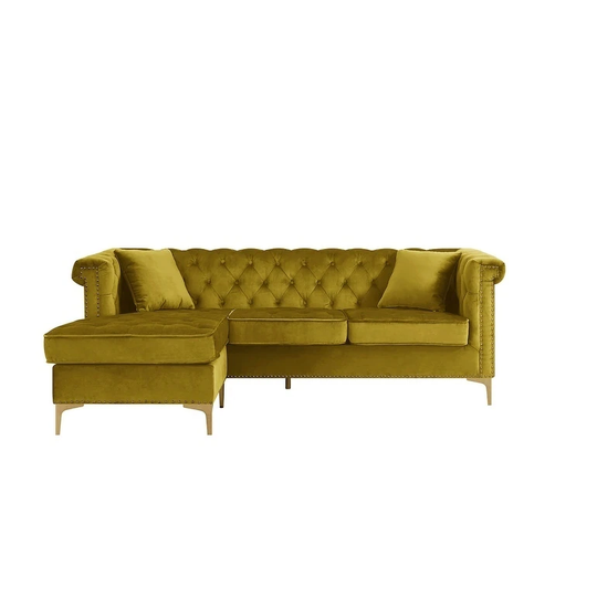 Chic Home Ohau Left Facing Velvet Upholstered Sectional Sofa