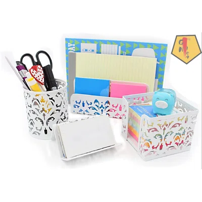 5-Piece Desk Organizer And Accessories Set -Pencil Holder, Letter Sorter, File Holder,Business Card Holder And Sticky Note Holder