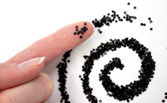Dots - 100 Pcs Micro Black Flatback Polyesin Pearl Beads For Miniature Crafts Use Tiny Eyes, Nose, Buttons On Dolls, Toys, Ornaments