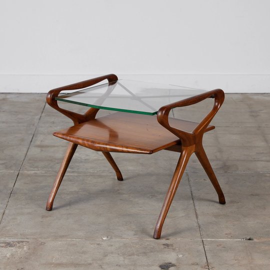 Italian Two Tier Glass Top Side Table