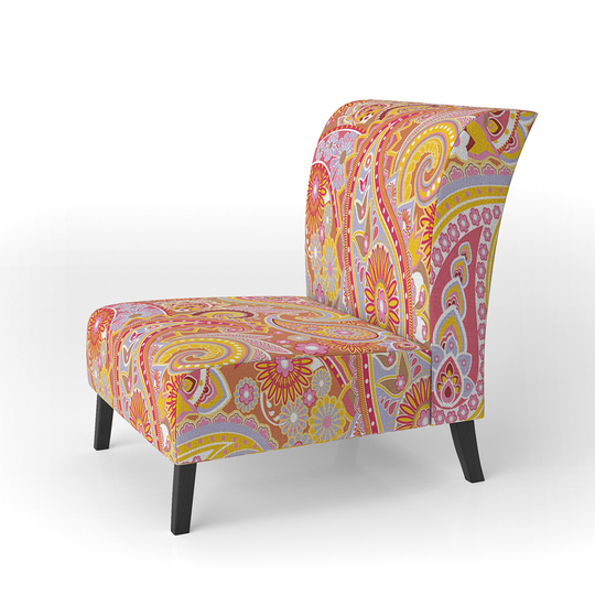 Designart 'Pattern Based On Traditional Asian Elements' Upholstered Mid-Century Accent Chair