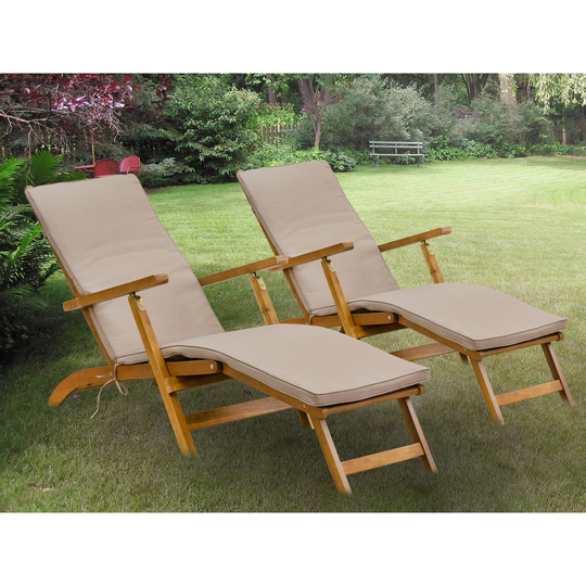 Outdoor Patio Garden Summing Pool Beach Lounge Chairs - Salinas Deck Lounger Chairs - Natural Oil Finish